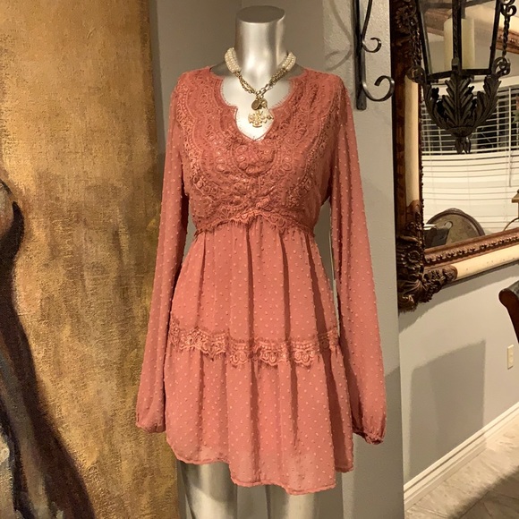 NWT Lulu’s Babydoll Rose Dress.  Sz S - Picture 2 of 5